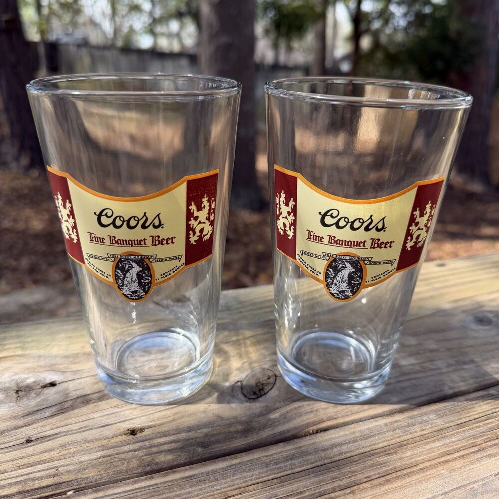 2 Coors Fine Banquet Beer Glasses Tumblers 16 FL. OZ. EUC